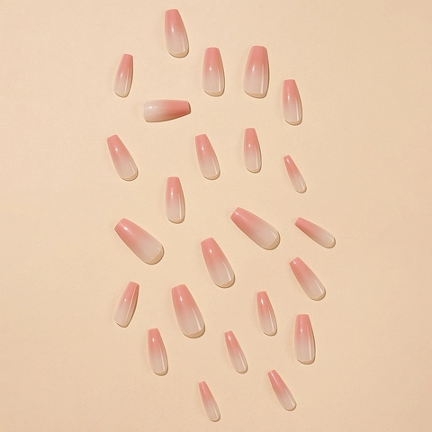 Uñas Postizas A Presión Degradado Rosa Brillante Forma Ataúd Larga Ojo De Gato Con Pegamento Y Lima De Uñas Para Mujeres