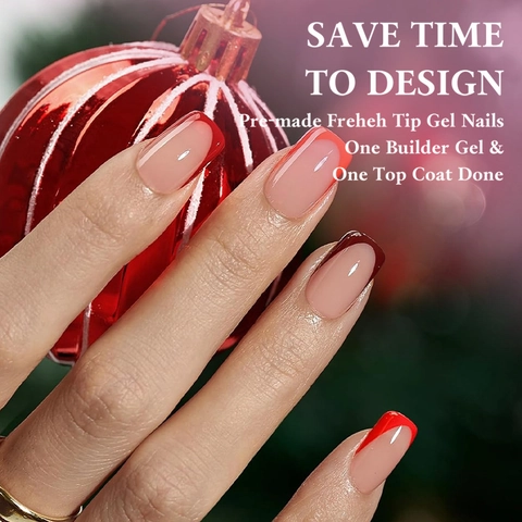French Tip Press On Nails Full Cover Bio-Gel Nail Tips Long Lasting Removable Various Colors Matte And Glossy For Women