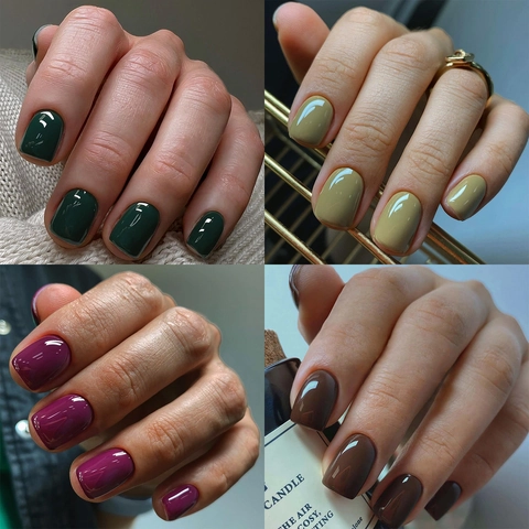 Uñas Postizas A Presión Hechas A Mano Color Puro Brillante Corto Cuadrado Uñas Artificiales Para Mujeres Manicura DIY