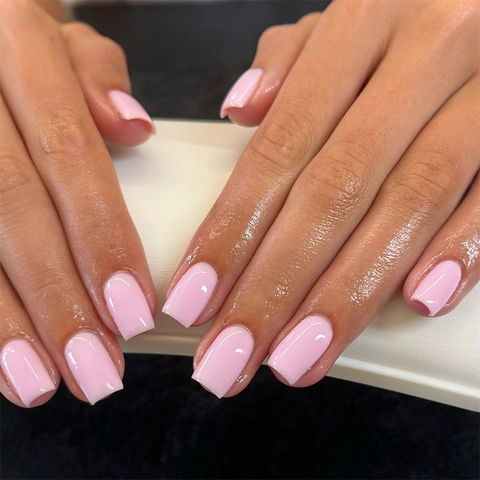 Solid Rosa Aufklebbare Nägel Glänzend Quadratische Form Künstliche Fingernägel Für Damen Täglicher Mode DIY Salon Stil Schick