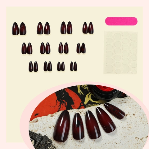 Uñas Postizas De Plástico Halloween Press On Degradado Rojo Negro Telaraña Largas Stiletto Ojo De Gato Estilo Gótico Para Mujeres Fiesta
