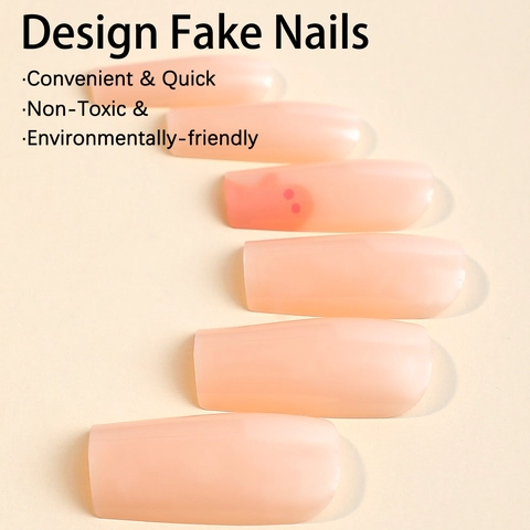 Halloween Uñas Postizas Forma Ataúd Larga Patrón Fantasma Telaraña Resina Rosa Con Pestañas Adhesivas Lima De Uñas