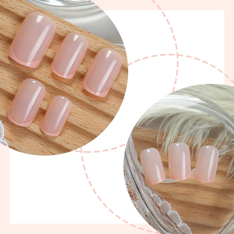 French Tip Press On Nägel Rosa Quadratisch Glänzend Künstliche Fingernägel Mit Glitzer Elegante Tägliche Maniküre Für Frauen