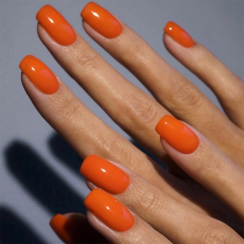 Short Square Press On Nails Solid Color Glossy ABS Plastic Full Cover Simple Manicure For Women Daily Wear Trendy