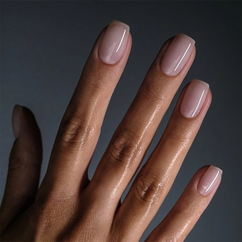 Κοντά Τετράγωνα Ψεύτικα Νύχια Ροζ Nude Jelly High Gloss Τεχνητά Νύχια Αφαιρούμενα Μανικιούρ Για Γυναίκες Κομψό Απλό Στυλ