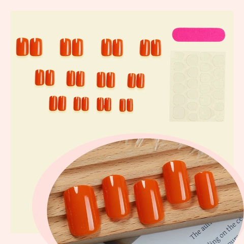 Short Square Press On Nails Solid Color Glossy ABS Plastic Full Cover Simple Manicure For Women Daily Wear Trendy