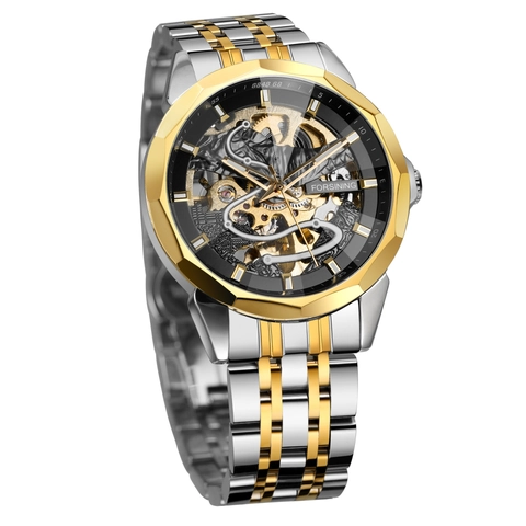 Skeleton Mechanical Watch For Men Automatic Stainless Steel Strap Luminous Waterproof Fashion Luxury Business Wristwatch