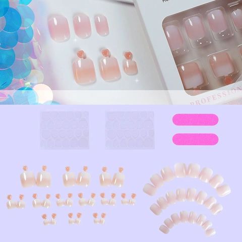 Pink White Gradient French Style Press On Nails For Finger And Toe Plastic DIY Manicure Tool For Women