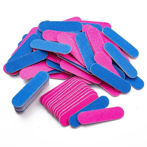 Mini Wood Nail Files Double Sided Emery Boards Blue Pink Sandpaper Buffing Sticks For Professional Nail Care Manicure Tool