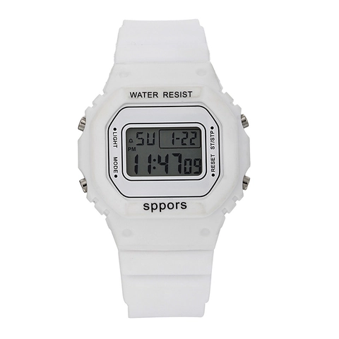 Montre De Sport Numérique Bracelet En Résine Rétroéclairage LED Cadran Carré Date Semaine Électronique Décontractée Hommes Étudiants