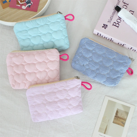 Mini Portamonete A Cuore Trapuntato Poliestere Color Caramello Borsa Portaoggetti Portatile Con Gancio Per Rossetto
