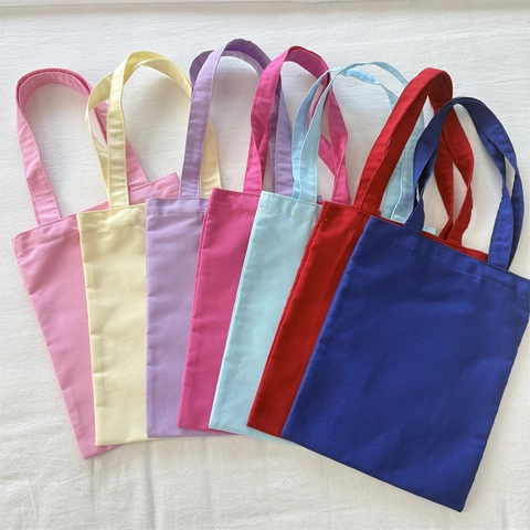Canvas Tote Bag Solid Color Large Capacity Minimalist Shoulder Handbag For Women Daily Casual Style