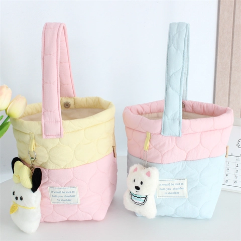 Damen Gesteppte Beuteltasche Farbblockierung Polyester Handtasche Süß Koreanisch Stil Weich Lässige Alltagstasche