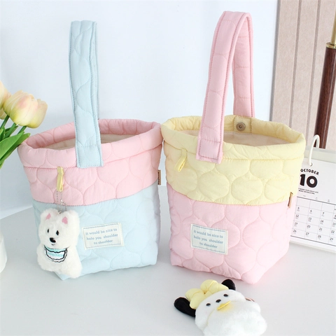 Damen Gesteppte Beuteltasche Farbblockierung Polyester Handtasche Süß Koreanisch Stil Weich Lässige Alltagstasche