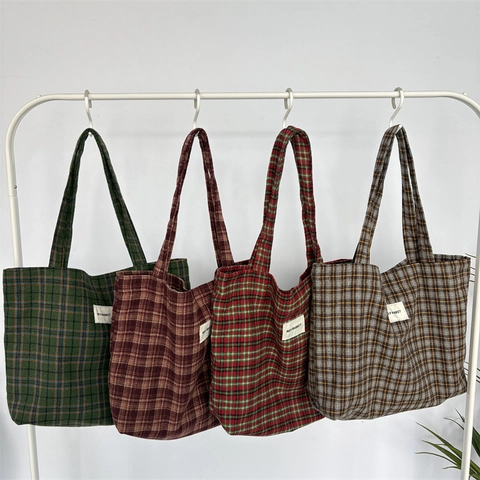 Woolen Plaid Leopard Print Tote Bag Large Capacity Shoulder Handbag Women Commuter Retro Aesthetic