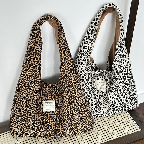 Borsa Tote Reversibile Con Stampa Leopardata Grande Capacità Borsa A Spalla In Camoscio Retro Borsa Casual Per Donna
