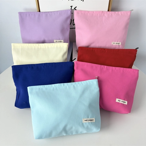 Neceser De Lona Portátil Espesado Color Sólido Cremallera Organizador De Viaje Bolsa De Aseo Para Mujeres Hombres