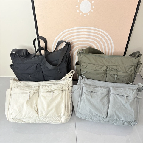 Borsa A Tracolla In Nylon Grande Capacità Tasche Multiple Impermeabile Casual Stile Workwear Messenger