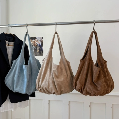 Borsa Tote In Pelle Scamosciata Grande Capacità Donna Vintage Slouchy Hobo Borsa A Spalla Minimalista Casual Pendolare Borsa Morbida