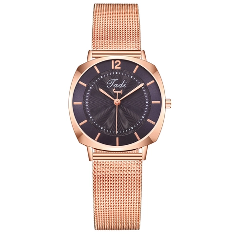 Montre Femme Quartz Élégante Bracelet Maille Milanaise Alliage Simple Montre Bracelet Analogique Mode Casual Dames Moderne