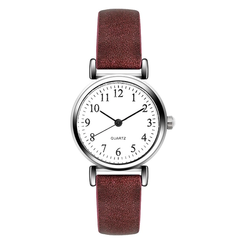 Montre Quartz Femme Boîtier Alliage Bracelet Cuir Synthétique Échelle Chiffres Arabes Décontractée Minimaliste Pour Dames Mode