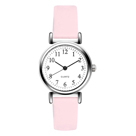 Women Minimalist Quartz Watch Round Alloy Case Small Dial Faux Leather Strap Casual Analog Wristwatch For Girls Daily Office Jewelry