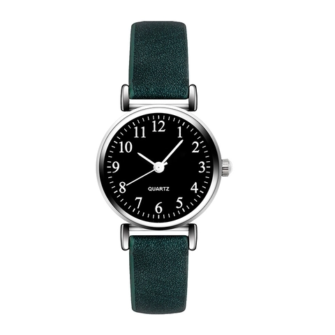 Montre Quartz Femme Boîtier Alliage Bracelet Cuir Synthétique Échelle Chiffres Arabes Décontractée Minimaliste Pour Dames Mode