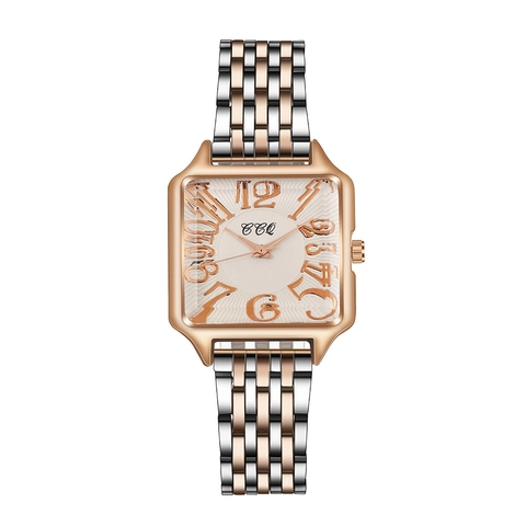 Montre À Quartz Carrée Élégante Pour Femmes Bracelet En Alliage Montre-Bracelet Analogique Mode Style Vintage
