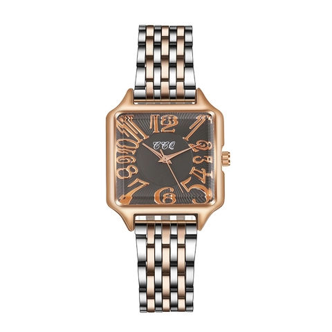 Montre À Quartz Carrée Élégante Pour Femmes Bracelet En Alliage Montre-Bracelet Analogique Mode Style Vintage