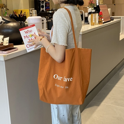 Damen Canvas Totebag Große Kapazität Wendbar Buchstabenmuster Gingham Schultertasche Lässig Shopper