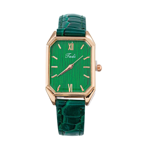 Reloj De Cuarzo Cuadrado Para Mujer Vintage Elegante Caja De Aleación Correa Cuero Cocodrilo Números Romanos Analógico