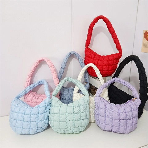Borsa A Tracolla Trapuntata In Poliestere A Bolle Pieghe Nuvola Borsa A Mano Stile Coreano Moda Tendenza Per Donna
