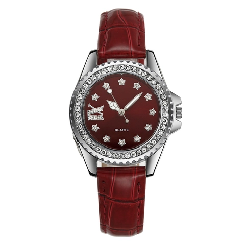 Women Quartz Watch Rhinestone Star Dial Crocodile Texture Leather Strap Fashion Elegant Analog Wristwatch For Ladies