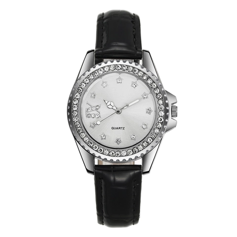 Women Quartz Watch Rhinestone Star Dial Crocodile Texture Leather Strap Fashion Elegant Analog Wristwatch For Ladies