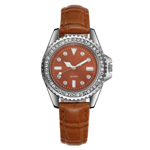 Elegant Ladies Quartz Watch Featuring Crocodile Pattern Faux Leather Strap And Rhinestone Bezel Fashion Wristwatch