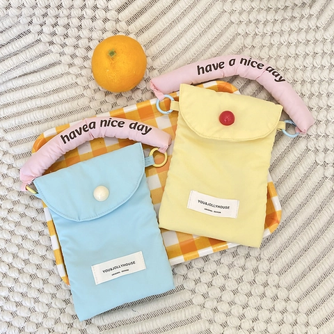 Mini Sac Bandoulière Matelassé Polyester Pochette Téléphone Poignée Rembourrée Style Coréen Décontracté Pour Femmes Et Filles