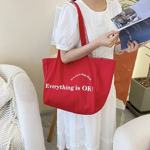 Borsa Tote In Tela Grande Capacità Da Donna Stampa Lettere Denim Borsa A Spalla Casual Versatile Fodera A Righe