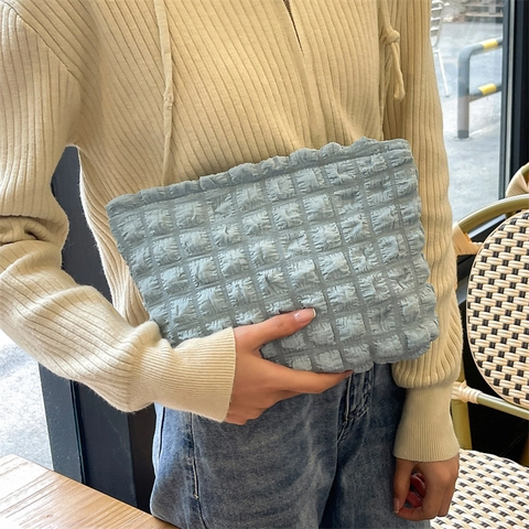 Cute Popcorn Bubble Texture Cosmetic Bag Polyester Large Capacity Toiletry Organizer Clutch For Women Daily Travel Sweet