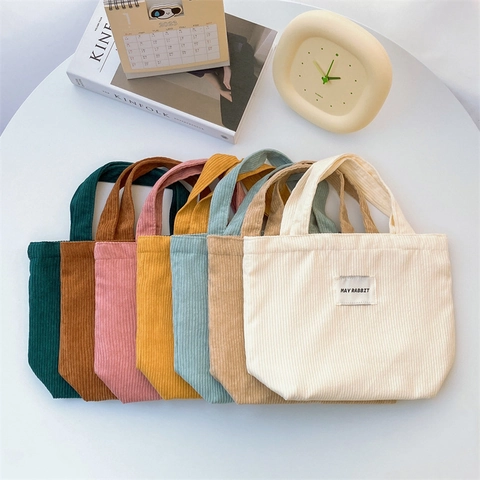 Bolso De Pana Para Mujer Color Sólido Gran Capacidad Bolso De Mano Forro De Lona Estilo Japonés Minimalista Diario