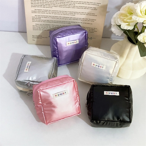 Tragbare Kosmetiktasche Beschichtetes Oxford Tuch Quadratisch Aufbewahrungsbeutel Für Make-Up Digitales Zubehör Reise