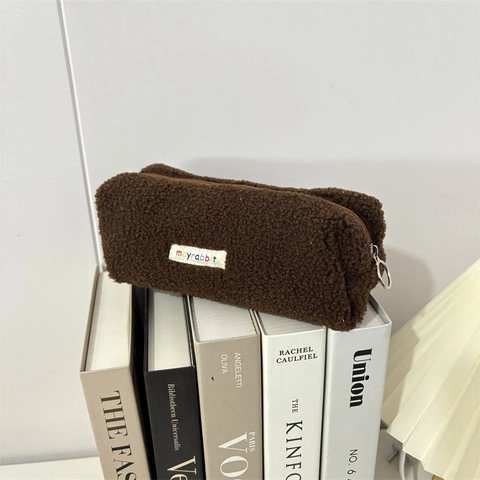 Astuccio In Peluche Borsa Da Trucco Sherpa Grande Capacità Organizer Per Cancelleria Morbido Portatile Per Studenti