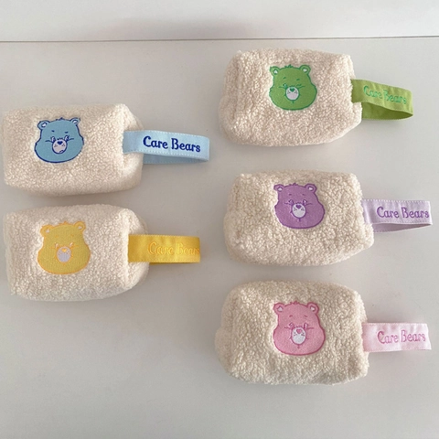 Trousse De Maquillage En Peluche Broderie Ours Douce Laine D'agneau Pochette À Fermeture Éclair Sac À Main Pour Femmes