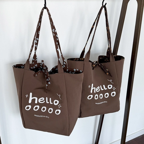 Borsa Tote In Nylon Grande Capacità Da Donna Stampa Floreale Lettere Trapuntata Borsa A Spalla Casual Versatile
