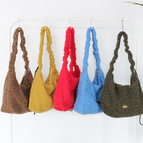 Borsa Tote In Peluche Grande Capacità Borsa A Spalla In Ecopelliccia Morbida Con Manico Intrecciato Stile Invernale