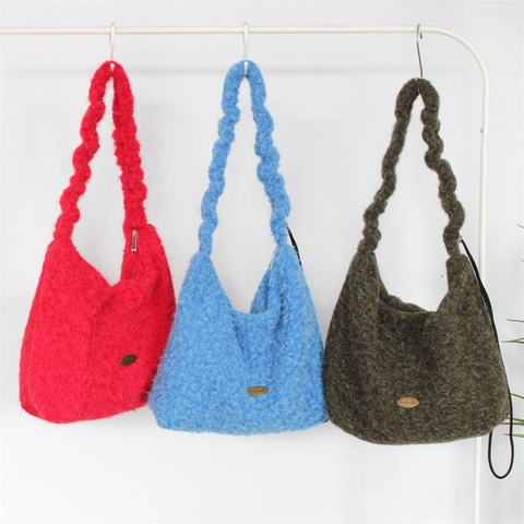 Borsa Tote In Peluche Grande Capacità Borsa A Spalla In Ecopelliccia Morbida Con Manico Intrecciato Stile Invernale