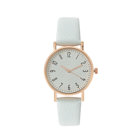 Reloj De Cuarzo Para Mujer Caja De Aleación Oro Rosa Correa De Cuero Sintético Patrón Litchi Números Arábigos Informal Simple Moda