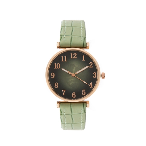 Dames Fashion Kwartshorloge Bladpatroon Wijzerplaat Roségoud Legering Kast Krokodillenpatroon Kunstleer Band Casual Polshorloge