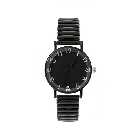 Dames Quartz Horloge Met Elastische Gelegeerde Band Kleurrijke Artistieke Cijfers Ronde Kast Casual Mode Polshorloge