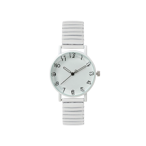 Fashion Women's Quartz Watch Minimalist Round Dial Hand Drawn Arabic Numerals Elastic Alloy Band Wristwatch For Lady Gift