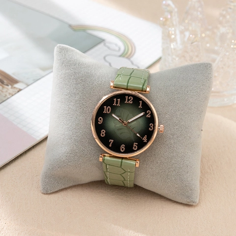 Mujer Moda Reloj de Cuarzo Caja de Aleación Correa de Cuero Sintético Esfera de Números Arábigos Reloj de Pulsera Casual Para Mujeres